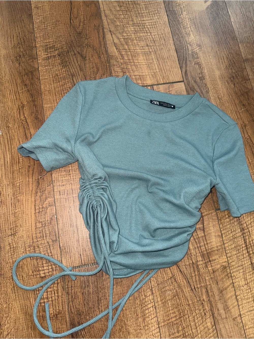 Zara Seafoam Ruched Side Crop Top
